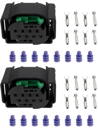 eMagTech Juego de 2 Conectores de Sensor de Radar de 8 Pines con Tapón de Goma de Terminal 4F0972708 Compatible con VW