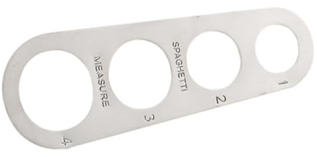 Veemoon Règle à pâtes en acier inoxydable 4 trous, outil de mesure précis pour spaghettis et nouilles, ustensile de cuisine polyvalent pour contrôle des portions de pâtes