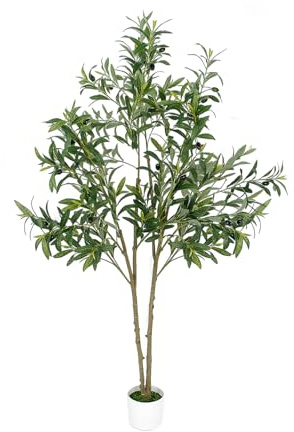 5Ft/6Ft Artificial Olive Fake Tree Palm Tree bamboo Decor Trees with Plastic Planter Pot For Indoors
