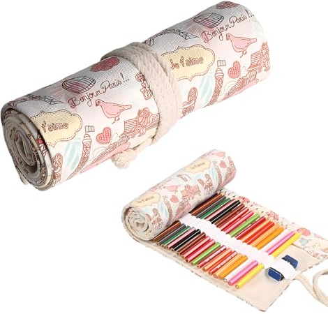 Rainway Trousse À Crayons de Couleur Enroulable en Toile, 72 Compartiments, Pochette Dessin Multifonction, Étui de Rangement Adapté aux Étudiants, Artistes et Travailleurs Quotidiens
