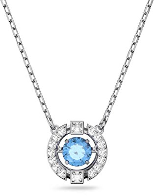 Swarovski Sparkling Dance necklace, Round cut, Blue, Rhodium plated