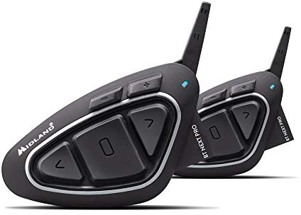 Midland BT NEXT PRO Twin Bluetooth motorcykel intercom par, hjälm trådlösa hörlurar med Hi-Fi-högtalare, brusreducering, radio FM, kommunikation upp till 8 personer och 1,6 km - 2 headset