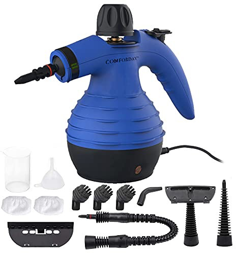 Comforday Handdampfreiniger, Rein Natürliche Haushaltsdampferreinigung mit Druck und 12-teiligem Zubehörset Mehrflächig für Küche, Fenster