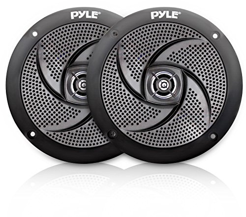 Low-Profile Waterproof Marine Speakers - 100W 4 Inch 2 Way 1 Pair Slim Style Waterproof and Weather Resistant Outdoor Audio Stereo Sound System, For Boat, Off-Road Vehicles - Pyle (Black)