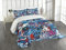 ABAKUHAUS Modern Tagesdecke Set, Graffiti Street Art, Set mit Kissenbezug luftdurchlässig, für Einzelbetten 170 x 220 cm, Bordeauxrot Blau