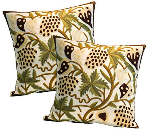 ZUODU Juego de 2 fundas de cojín con bordado verde, fundas de almohada cuadradas con hojas de plantas bordadas, fundas de cojín para el hogar, sofá, sala de estar, 45,7 x 45,7 cm, color 10