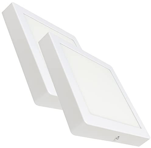LED ATOMANT Pack 2x Plafon LED Superficie Cuadrado, 210x210mm, 20W, Color Blanco Calido (3000K), 1800 lumenes, Driver incluido