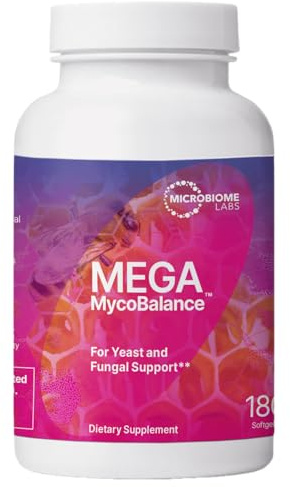 Microbiome Labs MegaMycoBalance – Candida Support & Yeast Management Supplement, Targeted Fungal Balance with Undecylenic Acid & Bee Propolis, 180 High-Strength Softgels
