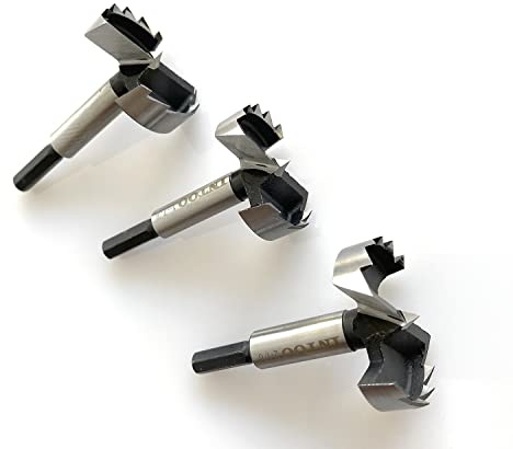 INTOO Forstner Bit Set 3Pcs Hex Shank,1-7/8,2,2-1/8 Multi Sided Shank Wood Drill Bits Set