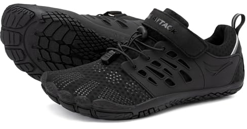 Grand Attack Barefoot Shoes Men Minimalist Lightweight Cross-Trainer Zero Drop Wide Toe Box Wrestling Weightlifting Walking Shoes Trail Running Sneakers All Black Size 9.5