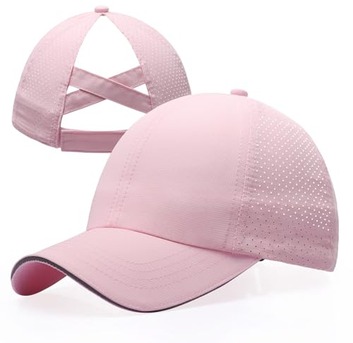 Girls Criss Cross Ponytail Hat Mesh Baseball Cap Kids Quick Dry Ponycap Hats Outdoor Summer Sports Hat Age 7-12