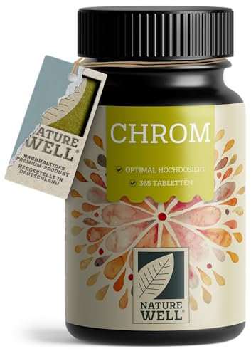 Chrom Tabletten 365x mit 200 mcg Chrom aus Chromium-Picolinate - optimal hochdosiert - normaler Blutzuckerspiegel und Makronährstoff-Stoffwechsel – laborgeprüft mit Zertifikat - vegan