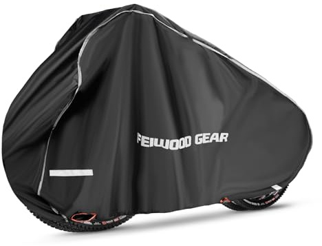 FEIWOOD GEAR Bike Cover for Transport 2 Bikes on Rack, Double Heavy Duty 420D on Handlebar & Pedal, Waterproof Bicycle Cover Outdoor Storage on Rear Bike Rack