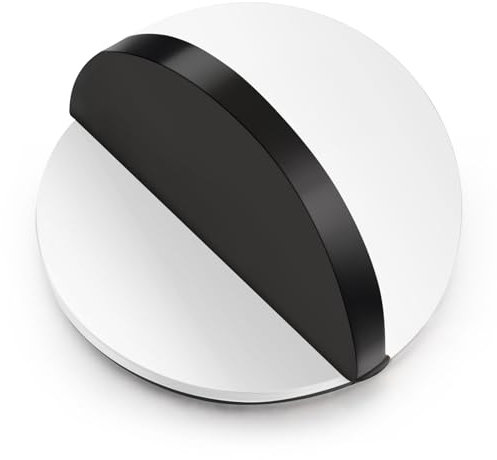 Hotop Tope de Puerta de Acero Inoxidable Pulido de Pegamento Tope Adhesivo de Puerta Ovalado Montado en Suelo Protector de Pared Media Luna Protección para Piso Vidrio(Blanco,1 Pieza)