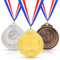 3 Stücke Gold Silber Bronze Medaillen, Medaillen Kinder Metall Medaillen Kindergeburtstag Gewinner Medaillen mit Schleife Medaille mit Gravur Medaille für Party Sportstag Sportwettkampf Preis