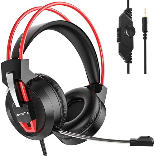 Voistek Cuffie da Gaming Cablate, Audio Surround 7.1, Driver da 50 mm, Jack 3.5 mm, Controlli in Linea, Compatibili con PC/Mac/Xbox One/PS4/Switch