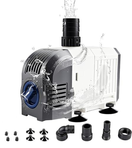 everfarel pompa acqua 35W 2000L/H Pompa sommersa silenziosa Pompa laghetto regolabile con cavo da 2m per acquari, giardini rocciosi, fontane, sistemi idroponici