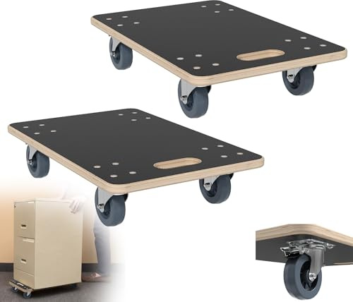 XMTECH Transportroller 60 x 40 cm, transportrullbräda med 2 x parkeringsbroms för flytt och verkstad, möbelrullar, tung last max. 200 kg lastkapacitet, transporthjälp för möbeltransport – 2 st