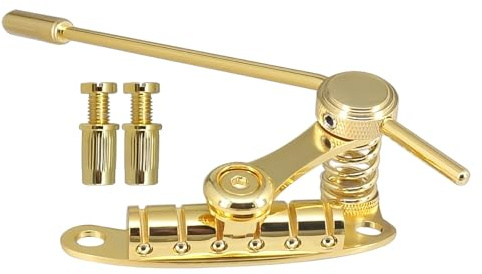 Laroal Gitarr Tremolo Bridge bakstycke Vibrato Bridge Bridge delar, Elgitarr Bridge Stop Bar för LP SG-gitarrer TM85 Maintain (guld)