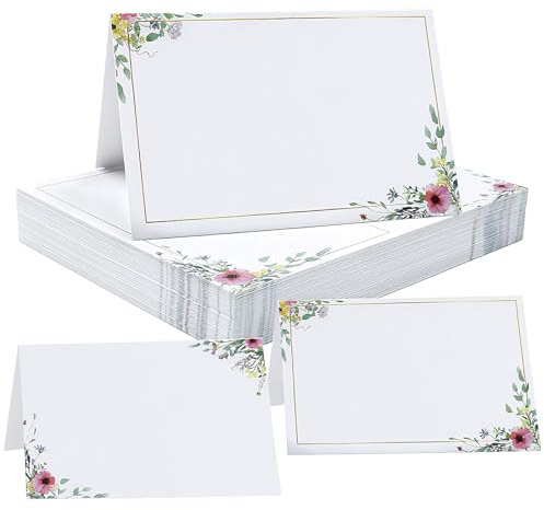 Rongrongago 50 Piezas Tarjetas de Lugar, 85 X 55 mm Tarjetas de Asiento, Tarjeta de Mesa con Diseño Floral Escribir para Bodas, Nochevieja, Comuniones, Bautizos, Fiestas y Navidad