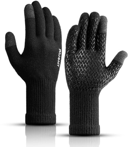Rahhint Alpaka-Merino-Wollmischung Strickhandschuhe Touchscreen Herren Damen Winterhandschuhe für Smartphone, Fahrrad & Outdoor - Wärmend wie Merinowolle in Gr. XS-XXL