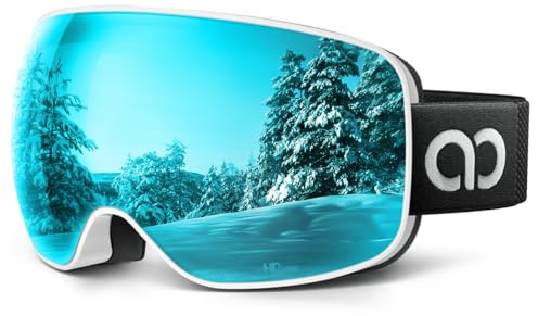 Lamicall Lunettes de Ski Homme, Masque Ski OTG - [Ultra HD Verre Sphérique & Anti-Buée Breveté] Lunettes de Snowboard, UV400 Protection, Vision Plus Large, Ski Goggles Femme pour Sports Hiver