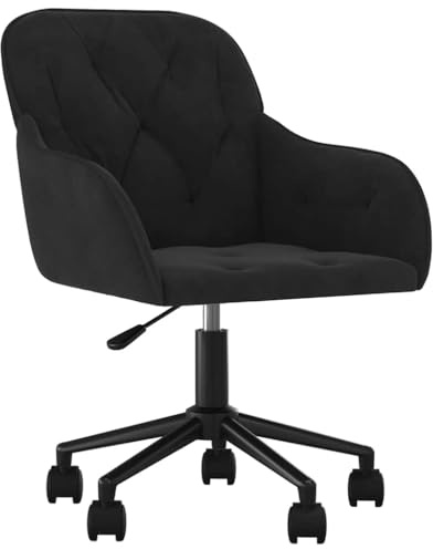 XHNIFBN Silla de oficina de terciopelo, silla de escritorio, ergonómica, giratoria, altura ajustable con ruedas, cómoda silla giratoria para el hogar, oficina, estudio, silla cosmética, color negro