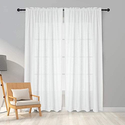 Melodieux Cortinas Visillos Blancas para Dormitorio Cortinas Translúcidas Salón 2 Piezas, 140x175cm