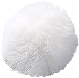 HugeDE 10 Pcs 5cm White Faux Rabbit Fur Fluffy Pom Pom Balls with Elastic Loop for Hats Shoes Scarves Bag