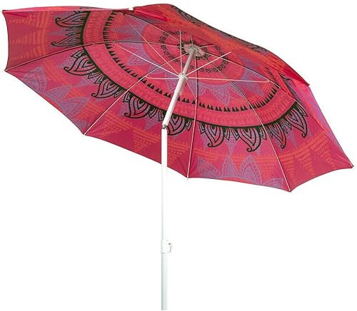 1.9M Garden Parasol Mandala Umbrella Tilt Outdoor Sun Shade Canopy Outdoor Patio (Red)
