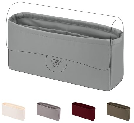 DGAZ Silke organiseringsväska, innerväska för Chanel CF klassisk klaff, lätt organiseringsinsats för damväskor (pärlgrå, CF mini)
