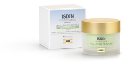 ISDIN ISDINCEUTICS Hyaluronic Moisture Oily and Combination Skin, leichte, feuchtigkeitsspendende Gesichtscreme mit Hyaluronsäure speziell für fettige Haut und Mischhaut, 50g