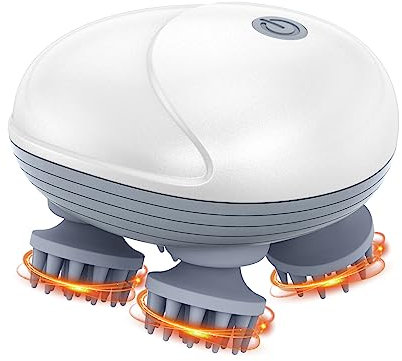ORIA Elektrisches Kopfmassagegerät, Tragbar Haustier Massagegerät, Kopfhaut Ganzkörpermassagegerät, USB Wiederaufladbar, 3 Modi, 4 Köpfe, Wasserdicht Electric Scalp Massager