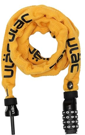 ULAC 52ND Street Neo Kettenschloss Combo, rücksetzbares 4-stelliges Zahlenkombinationsdiebstahl-Fahrradschloss Schloss (Bumblebee)