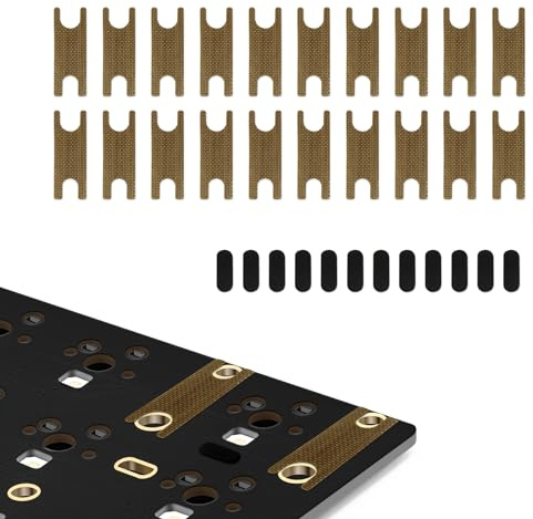 RunJRX Teclado PCB Estabilizador Interruptor Película de Teflón Teclado Estabilizador Interruptor Pads 20 Piezas, Estabilizador Alambre de Acero EVA Almohadillas 12 Piezas (Amarillo)