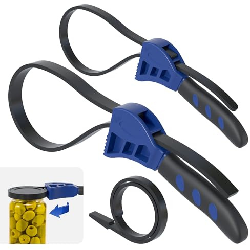 XDENGP Strap Wrench Set, 2pcs Adjustable Rubber Strap Wrench, Oil Filter Strap Wrench, Max Diameter 4 and 6 with Rubber Belt, Jar Opener for Weak Hands