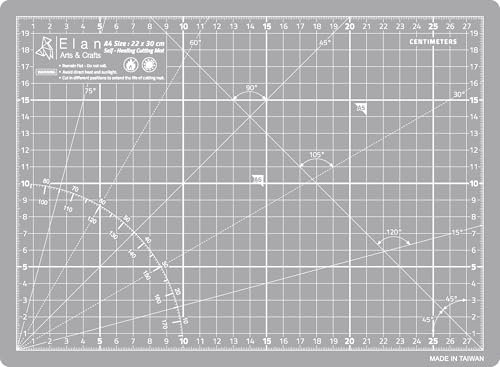 Elan Schneidematte A4 Grau, 5-lagige Schneidematte 22x30 Selbstheilend, Bastelunterlage Schnittfest A4, Cutting Mat 22x30, Schneideunterlage Basteln