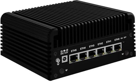 Glovary Micro Firewall Appliance Quad Core N100, 6 x i226V 2.5GbE LAN, DDR5 Barebone, Fanless Mini PC Router Computer, AES-NI, OPNsense, 2HD, TypeC Port, TF Card Slot