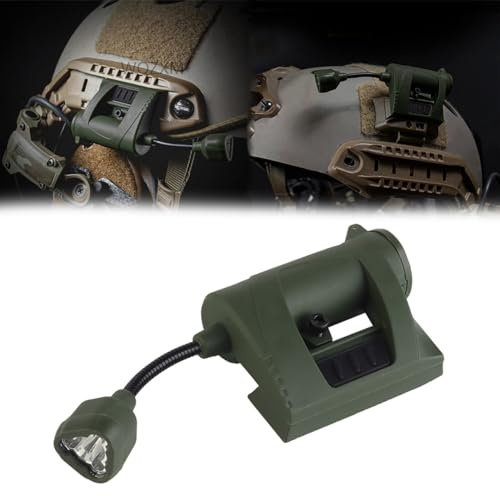 WQZXM Taktisk hjälmlampa med vit-röd IR LED-lampa, militärt hjälmtillbehörsfäste för Mich Fast Helmet Molle System Picatinny Rail, överlevnadssignallampa för utomhusjakt(Green)