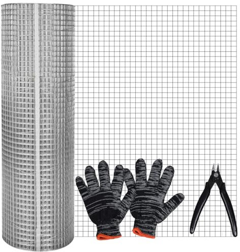 ACEBON Rodent Mesh, 40cm x 6M Galvanized Wire Metal Mesh Hardware Cloth Welded Roll for Garden Rabbit Fencing, Snake Fence, Chicken Gopher Racoons Critters Rehab Cage