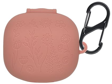 kwmobile Silikon Case für Anker soundcore P40i Hülle - Kopfhörer Schutzhülle mit Karabiner - Geprägtes Muster Dark Rose