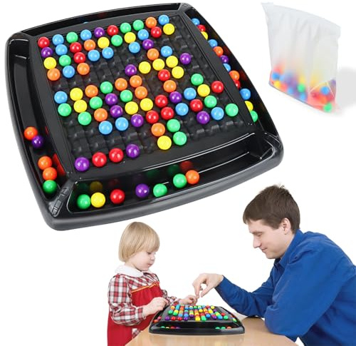 Échiquier Intellectuel Duel Double, 120 Pièces Rainbow Ball Elimination Chess Game, Intellectual Chessboard, Jeux de Société D'association de Perles pour Enfant et Adultes (2-4 Joueurs)