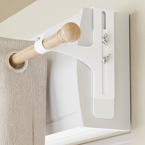 Set di 2 supporti per aste per tende senza foratura, in metallo e resistenti, adatti a tutti i cassonetti per tapparelle, Ø20-28 mm, asta per tende senza foratura cassonetto per tapparelle, bianco