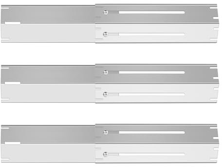 GLARETEX Universal Gas BBQ Heat Plates 29.8cm to 53.3 cm Adjustable Barbecue Heat Plate Burner Cover, Stainless Steel Flame Shield Replacement Parts for Gas Grill, 3 Pack