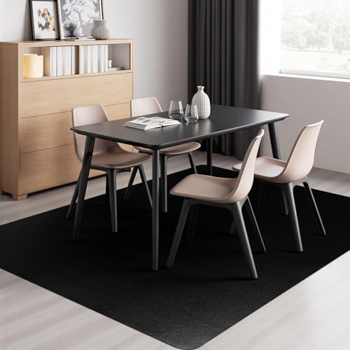 Vicwe Area Mat for Hard Floor, 4'×6' Area Rug for Home, PVC Non-Slip Floor Protector for Dining Room, Large Anti-Scratch Floor Mats for Laundry Room, Kitchen, Bedroom (Black)