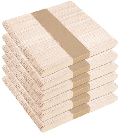 300 palillos de madera para helado, espátulas de lengua, palillos de hielo, palillos de madera desechables, espátulas de madera para manualidades, manualidades, 114 mm x 10 mm x 2 mm