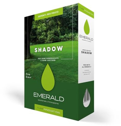 Emerald SHADOW, Semi Prato Resistente all’Ombra, Crescita Rapida, Colore Intenso, Alta Resistenza a Calpestio e Malattie, Ideale per Giardini e Zone Difficili, 1kg x 40mq (1, kg)