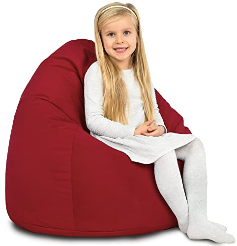 Italpouf Saccosäck L Barn, Sammet, Sittsäck Fåtölj, EPS-pärlor Fyllning, Avtagbart Överdrag, Tvättbar, Certifierad, Röd, 90x77 cm