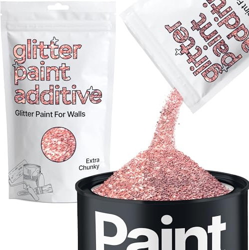 Hemway Light Rose Gold Glitter Paint Additive Extra Chunky 100g | for Paints & Varnish | Paint Walls Sparkly Add to Emulsion, Acrylic or Lacquer Indoor