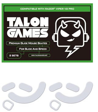 2Sets of TALONGAMES Rounded Curved Edges Mouse Feet Skates Compatible with Razer Viper V2 Pro Gaming Mouse Feet Replacement, 0.8mm, Pure PTFE Material with Super Smooth Glide Pads